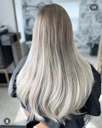 the back of a woman's hair in a salon